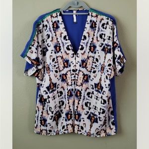 SACHIN + BABI Multi Color Vneck Blouse Top Size Large